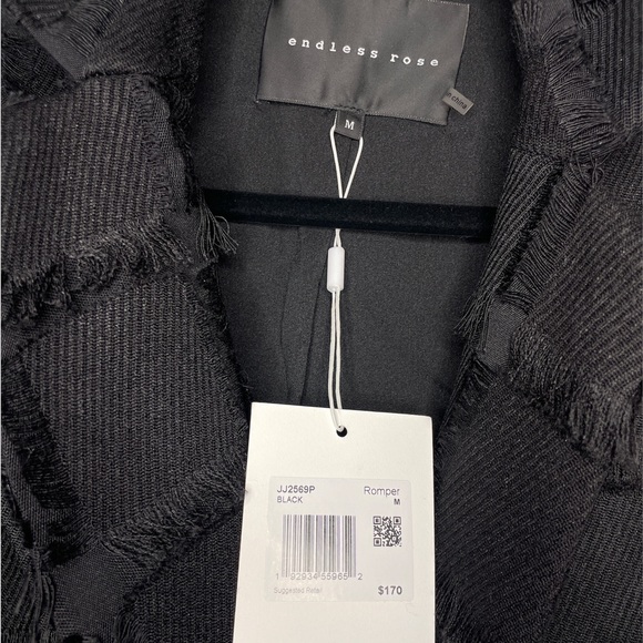 NWT Textured Blazer Romper Black Medium V-neck Collar - Picture 6 of 6